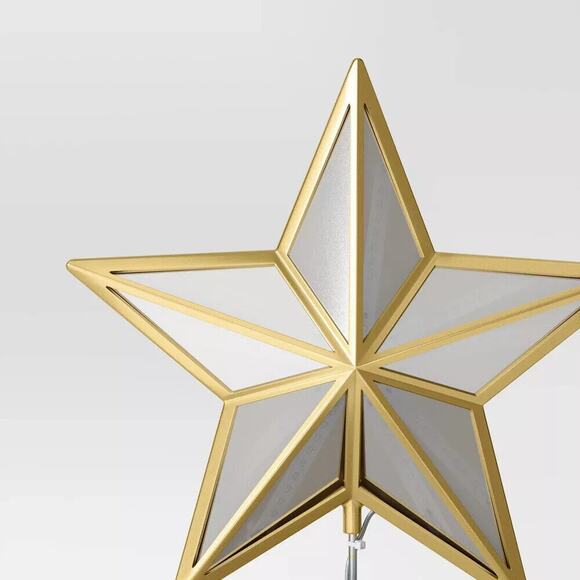 Pre-Lit Faceted Gold Star Christmas Tree Topper 5-Point Light Up 12.25" Holiday - Picture 5 of 5